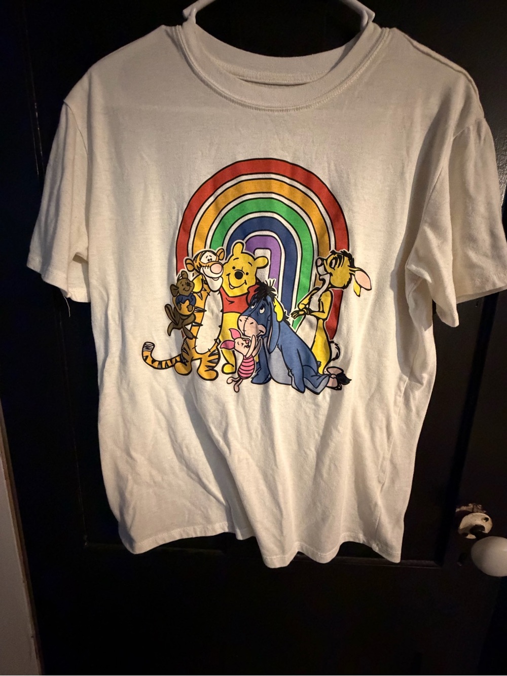 Kids Rainbow Winnie the Pooh Graphic Tee - White